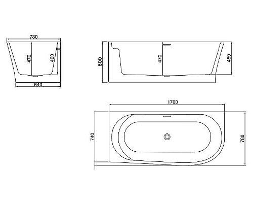 Приобрести Акриловая ванна BelBagno 170x78 L BB410-1700-780-L без гидромассажа в магазине сантехники Santeh-Crystal.ru