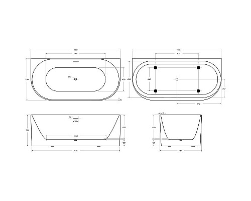 Купить Акриловая ванна BelBagno 170x80 BB412-1700-800-MATT без гидромассажа в магазине сантехники Santeh-Crystal.ru