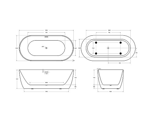 Купить Акриловая ванна BelBagno 170x80 BB413-1700-800 без гидромассажа в магазине сантехники Santeh-Crystal.ru