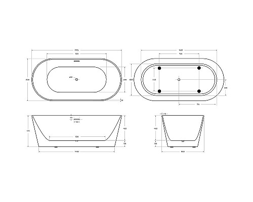 Заказать Акриловая ванна BelBagno 170x80 BB416-1700-800 без гидромассажа в магазине сантехники Santeh-Crystal.ru