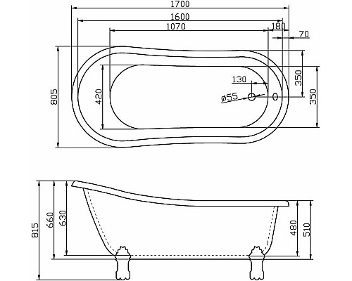 Приобрести Акриловая ванна BelBagno 170x80 BB04 Белая в магазине сантехники Santeh-Crystal.ru