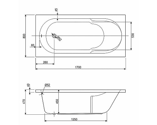 Купить Акриловая ванна Cezares Arno 170x80 ARNO-170-80-45-W37 без гидромассажа в магазине сантехники Santeh-Crystal.ru
