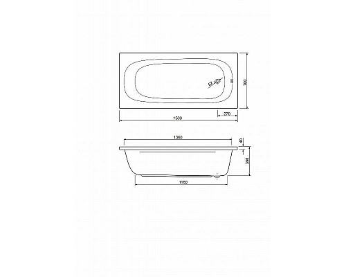 Купить Акриловая ванна Cezares Piave 150x70 PIAVE-150-70-42-W37 без гидромассажа в магазине сантехники Santeh-Crystal.ru