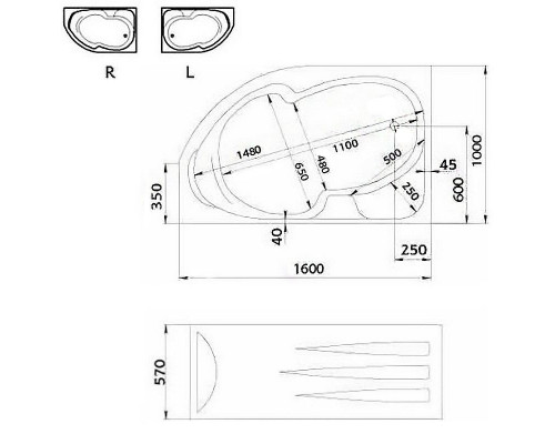 Купить Акриловая ванна Creto Doris 160х100 L 14-160100L без гидромассажа в магазине сантехники Santeh-Crystal.ru