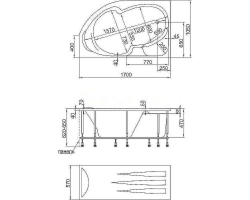 Приобрести Акриловая ванна Creto Doris 170х105 R 14-170105R без гидромассажа в магазине сантехники Santeh-Crystal.ru