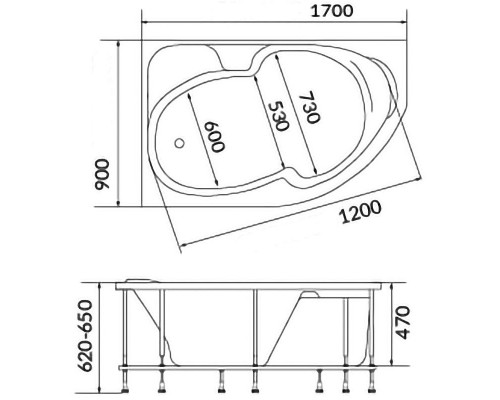 Купить Акриловая ванна Creto Doris 170х90 L 14-17090L без гидромассажа в магазине сантехники Santeh-Crystal.ru