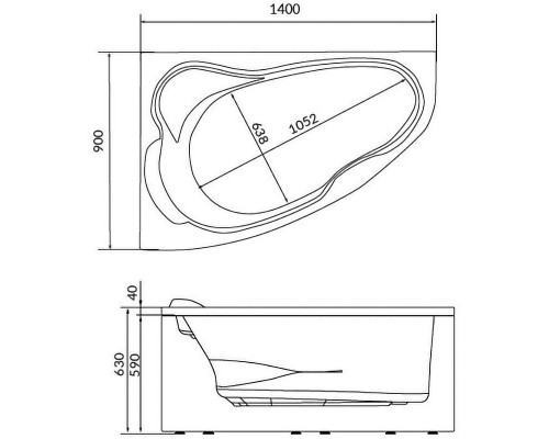 Купить Акриловая ванна Creto Glaze 140х90 L 16-14090L без гидромассажа в магазине сантехники Santeh-Crystal.ru