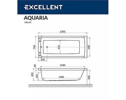 Santeh-Crystal.ru: Акриловая ванна Excellent Aquaria 170x75 WAEX.AQU17.RELAX.CR с гидромассажем Заказать Акриловая ванна Excellent Aquaria 170x75 WAEX.AQU17.RELAX.CR с гидромассажем в магазине сантехники Santeh-Crystal.ru