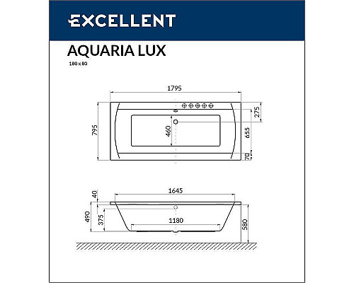 Santeh-Crystal.ru: Акриловая ванна Excellent Aquaria Lux 180x80 WAEX.AQU18.NANO.CR с гидромассажем Заказать Акриловая ванна Excellent Aquaria Lux 180x80 WAEX.AQU18.NANO.CR с гидромассажем в магазине сантехники Santeh-Crystal.ru