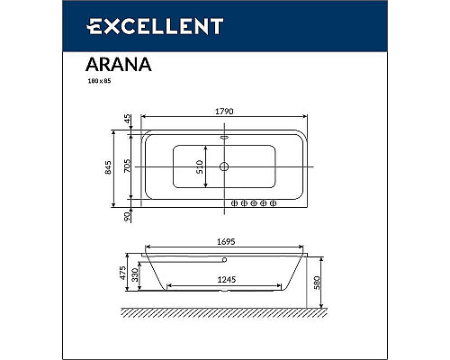 Santeh-Crystal.ru: Акриловая ванна Excellent Arana 180x85 WAEX.ARA18.SMART.BR с гидромассажем Заказать Акриловая ванна Excellent Arana 180x85 WAEX.ARA18.SMART.BR с гидромассажем в магазине сантехники Santeh-Crystal.ru