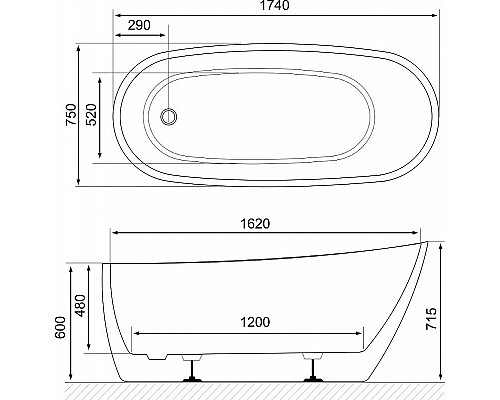 Приобрести Акриловая ванна Excellent Comfort+ 175x74 WAEX.CMP2.17WH Белая без гидромассажа в магазине сантехники Santeh-Crystal.ru