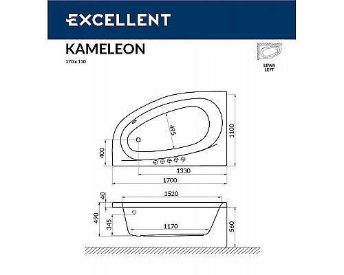 Santeh-Crystal.ru: Акриловая ванна Excellent Kameleon 170x110 L WAEX.KML17.ULTRA.GL с гидромассажем Купить Акриловая ванна Excellent Kameleon 170x110 L WAEX.KML17.ULTRA.GL с гидромассажем в магазине сантехники Santeh-Crystal.ru