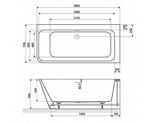 Купить Акриловая ванна Excellent Lila 2.0 R 160x73 WAEX.LIL2.160P.WHN без гидромассажа в магазине сантехники Santeh-Crystal.ru