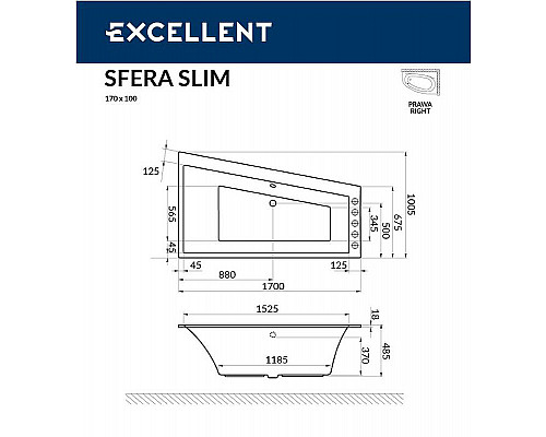 Santeh-Crystal.ru: Акриловая ванна Excellent Sfera Slim 170x100 R WAEX.SFP17S.RELAX.CR с гидромассажем Приобрести Акриловая ванна Excellent Sfera Slim 170x100 R WAEX.SFP17S.RELAX.CR с гидромассажем в магазине сантехники Santeh-Crystal.ru