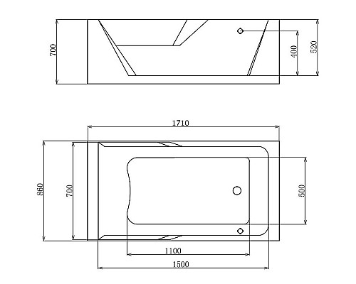 Купить Акриловая ванна Gemy 171x86 G9066 II O R с гидромассажем в магазине сантехники Santeh-Crystal.ru