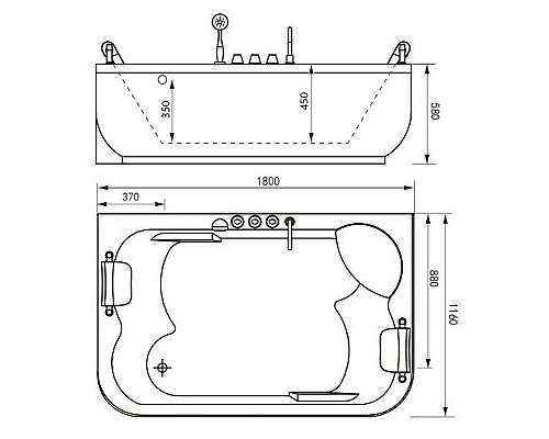 Приобрести Акриловая ванна Gemy 180х116 G9085 O R с гидромассажем в магазине сантехники Santeh-Crystal.ru