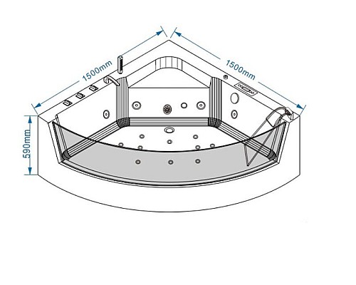 Приобрести Акриловая ванна Grossman GR-15000 150х150 с гидромассажем в магазине сантехники Santeh-Crystal.ru