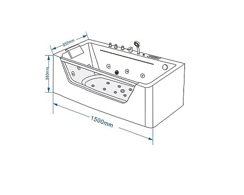 Приобрести Акриловая ванна Grossman GR-15085 150х85 с гидромассажем в магазине сантехники Santeh-Crystal.ru