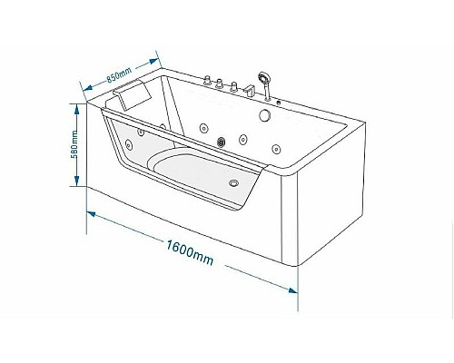 Приобрести Акриловая ванна Grossman 160х85 GR-16085-1 с гидромассажем в магазине сантехники Santeh-Crystal.ru