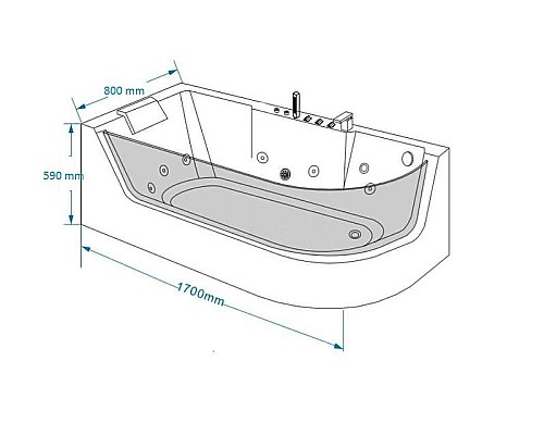 Заказать Акриловая ванна Grossman 170х80 GR-17000-1L с гидромассажем в магазине сантехники Santeh-Crystal.ru