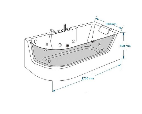 Купить Акриловая ванна Grossman 170х80 GR-17000-1R с гидромассажем в магазине сантехники Santeh-Crystal.ru