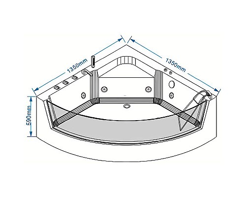 Заказать Акриловая ванна Grossman 135х135 GR-13513-1 с гидромассажем в магазине сантехники Santeh-Crystal.ru