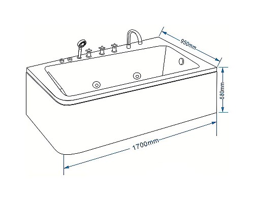 Купить Акриловая ванна Grossman 170х95 GR-17095-1L с гидромассажем в магазине сантехники Santeh-Crystal.ru