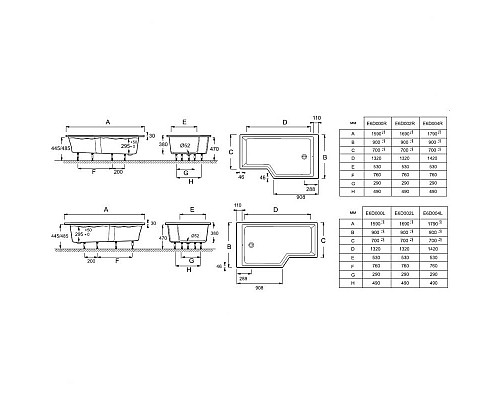 Купить Акриловая ванна Jacob Delafon Bain Douche Neo 180x90 L E6D004L-00 без гидромассажа в магазине сантехники Santeh-Crystal.ru
