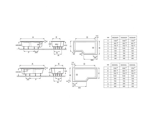 Заказать Акриловая ванна Jacob Delafon Bain Douche Neo 180x90 R E6D004R-00 без гидромассажа в магазине сантехники Santeh-Crystal.ru