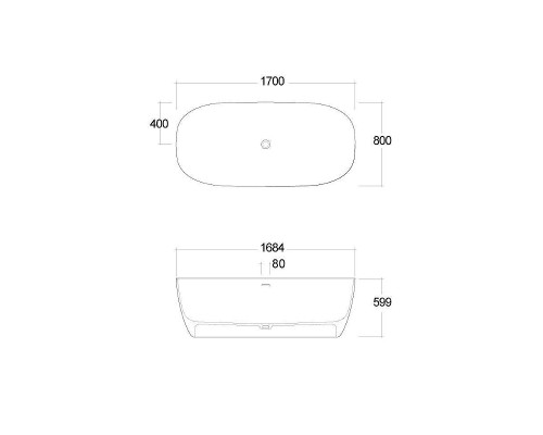 Ванна из искусственного камня Kludi Resa S 170x80 53BF0153 цвет Белый матовый