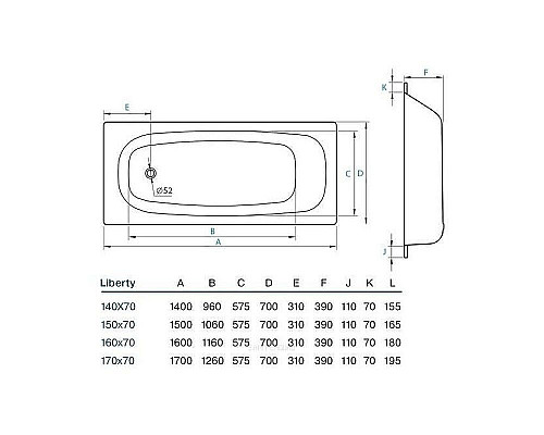 Santeh-Crystal.ru: Стальная ванна Koller Pool Liberty 160x70 B60C2200E без антискользящего покрытия Купить Стальная ванна Koller Pool Liberty 160x70 B60C2200E без антискользящего покрытия в магазине сантехники Santeh-Crystal.ru