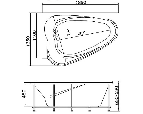 Приобрести Акриловая ванна Marka One Love 185х135 R 01лв1813п без гидромассажа в магазине сантехники Santeh-Crystal.ru