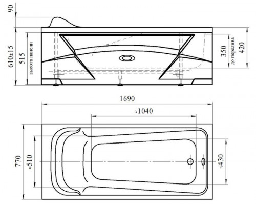 Заказать Акриловая ванна Radomir Vannesa Роза 169х77 2-01-0-0-1-208Р без гидромассажа в магазине сантехники Santeh-Crystal.ru