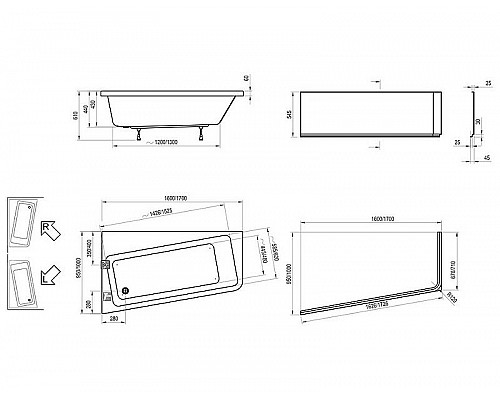 Купить Акриловая ванна Ravak 10° 170x100 L C811000000 без гидромассажа в магазине сантехники Santeh-Crystal.ru