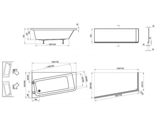Заказать Акриловая ванна Ravak 10° 160x95 L C831000000 без гидромассажа в магазине сантехники Santeh-Crystal.ru