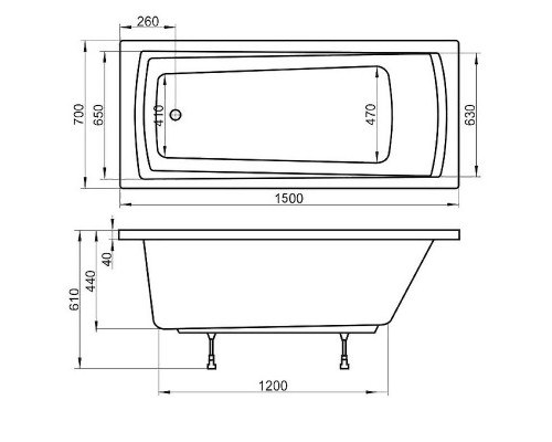 Приобрести Акриловая ванна Ravak Domino ‎Plus 150x70 C641R00000 без гидромассажа в магазине сантехники Santeh-Crystal.ru