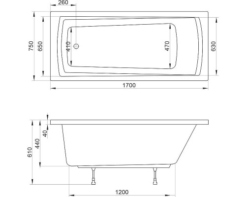 Приобрести Акриловая ванна Ravak Domino Set Plus 170х75 70508024 без гидромассажа в магазине сантехники Santeh-Crystal.ru