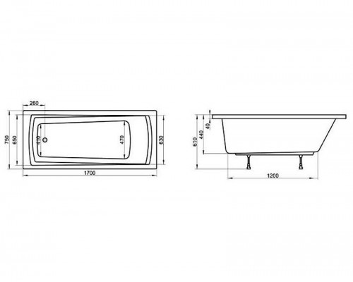 Купить Акриловая ванна Ravak Domino ‎Plus 170x75 C631R00000 без гидромассажа в магазине сантехники Santeh-Crystal.ru