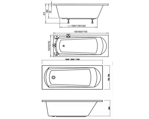 Купить Акриловая ванна Ravak Domino 150x70 C641000000 без гидромассажа в магазине сантехники Santeh-Crystal.ru