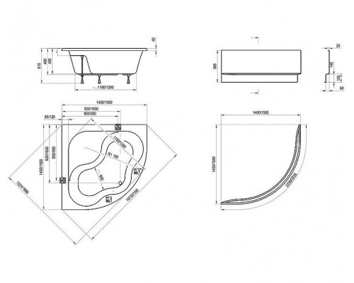 Купить Акриловая ванна Ravak Gentiana 140х140 CF01000000 без гидромассажа в магазине сантехники Santeh-Crystal.ru