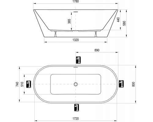 Заказать Акриловая ванна Ravak Solo 178x80 XC00100036 без гидромассажа в магазине сантехники Santeh-Crystal.ru