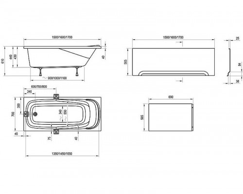 Купить Акриловая ванна Ravak Vanda II 170x70 CP21000000 без гидромассажа в магазине сантехники Santeh-Crystal.ru