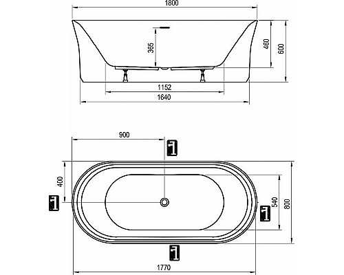 Заказать Акриловая ванна Ravak Ypsilon 180x80 XC00100034 без гидромассажа в магазине сантехники Santeh-Crystal.ru
