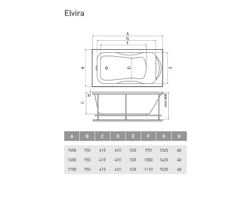 Заказать Акриловая ванна Relisan Elvira 170x75 Гл000000980 без гидромассажа в магазине сантехники Santeh-Crystal.ru