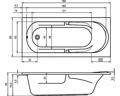 Купить Акриловая ванна Riho Future 180x80 B074001005 (BC3100500000000) без гидромассажа в магазине сантехники Santeh-Crystal.ru