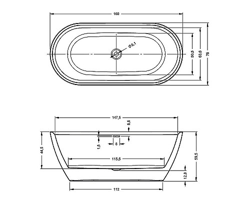 Приобрести Акриловая ванна Riho Inspire Velvet White 160x75 B091001105 (BD1010500000000) без гидромассажа в магазине сантехники Santeh-Crystal.ru