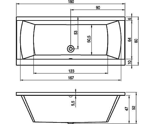 Купить Акриловая ванна Riho Julia 180x80 B025001005 (BA7200500000000) без гидромассажа в магазине сантехники Santeh-Crystal.ru