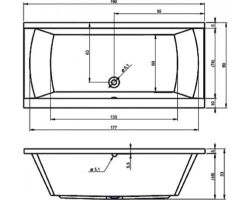 Приобрести Акриловая ванна Riho Julia 190x90 B023001005 (BA6900500000000) без гидромассажа в магазине сантехники Santeh-Crystal.ru