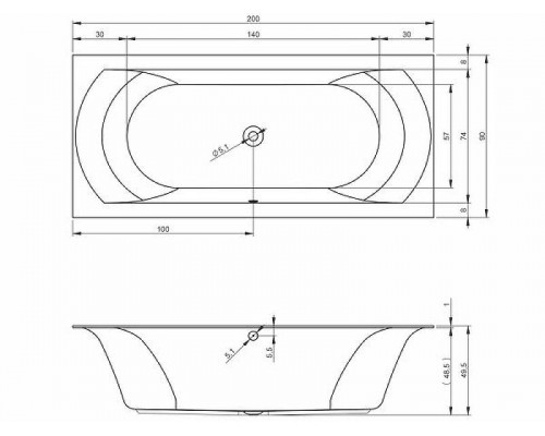 Приобрести Акриловая ванна Riho Linares 200х90 B144001005 без гидромассажа в магазине сантехники Santeh-Crystal.ru