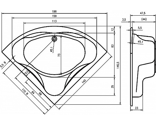 Купить Акриловая ванна Riho Neo 140x140 B076001005 (BC3400500000000) без гидромассажа в магазине сантехники Santeh-Crystal.ru